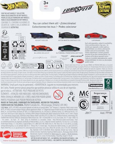Mattel Hot Wheels Premium Car Culture Euro Speed Automobili Pininfarina Battista Vehicle JBK77