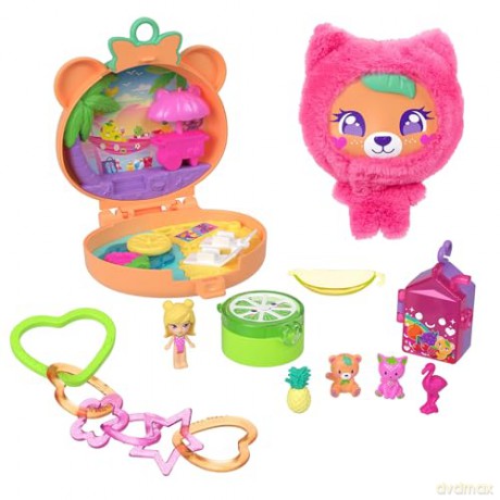 Mattel Polly Pocket Tiny Worlds Plushie Bear Compact Playset JKC79