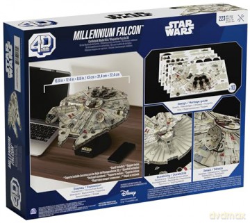 Spin Master Disney Star Wars 4D Build Millennium Falcon 3D Cardstock Puzzle Model Kit 6069815