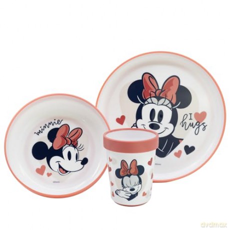 Stor Disney Minnie Mouse Heart Full Baby Non Slip 3 Pcs Bicolor Premium Set In Gift Box 10795