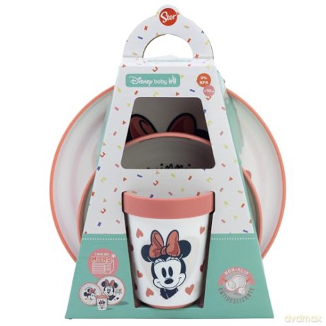 Stor Disney Minnie Mouse Heart Full Baby Non Slip 3 Pcs Bicolor Premium Set In Gift Box 10795