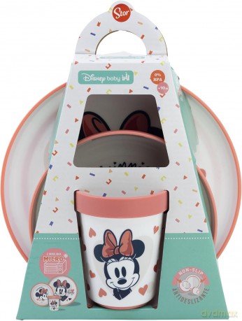 Stor Disney Minnie Mouse Heart Full Baby Non Slip 3 Pcs Bicolor Premium Set In Gift Box 10795