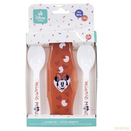 Stor Disney Minnie Mouse Heart Full Toddler 2 Pcs PP Traveling Spoons 10766