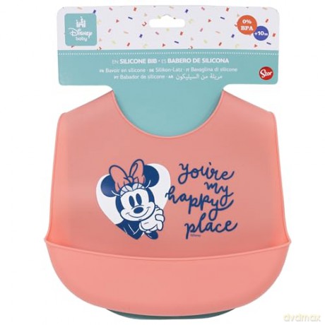 Stor Disney Minnie Mouse Heart Full Toddler Silicone Bib 10729