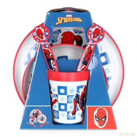 Stor Marvel Spiderman Antypoślizgowy zestaw naczyń i sztućcy 5PCS 74781