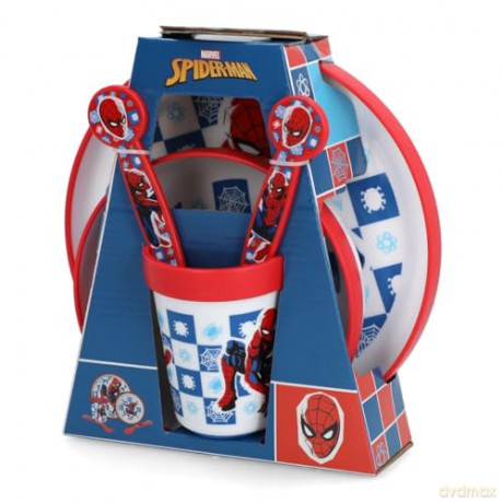 Stor Marvel Spiderman Antypoślizgowy zestaw naczyń i sztućcy 5PCS 74781