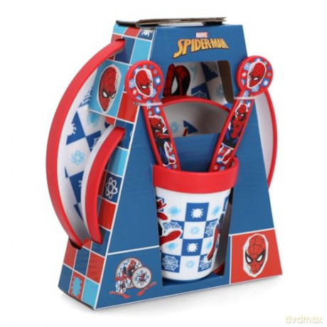 Stor Marvel Spiderman Antypoślizgowy zestaw naczyń i sztućcy 5PCS 74781