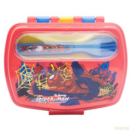 Stor Marvel Spiderman Moving Target Funny Sandwich Box With Cutlery 83509