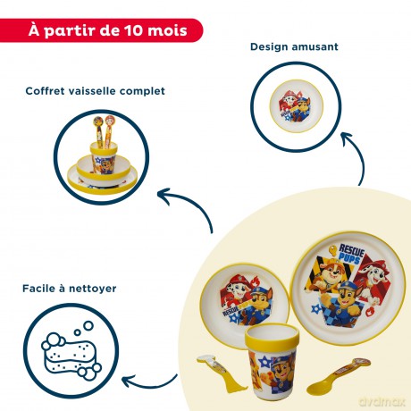 Stor Paw Patrol Boy Rescue Pups 5 Pcs Non Slip Bicolor Premium Set Plate Bowl Tumbler 260 Ml Cutlery81681