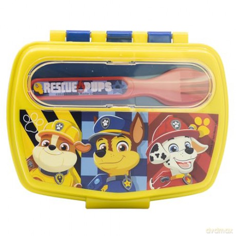 Stor Paw Patrol Boy Rescue Pups Funny Sandwich Box With Cutlery 81609