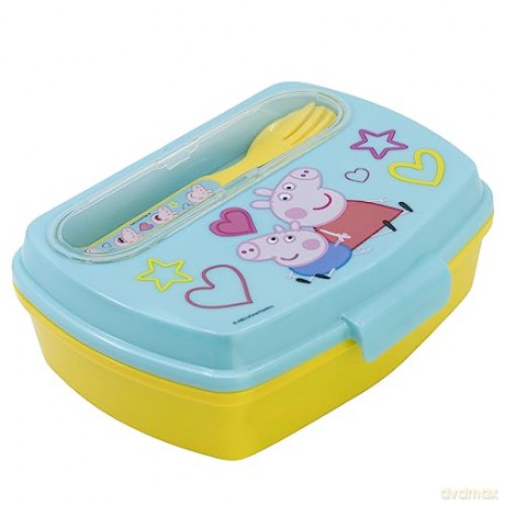 Stor Peppa Pig Core 2022 Funny Sandwich Box With Cutlery 13909