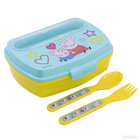 Stor Peppa Pig Core 2022 Funny Sandwich Box With Cutlery 13909