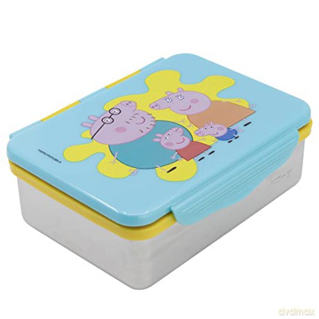 Stor Peppa Pig Core 2022 Stainless Steel Clamp Rectangular Sandwich Box 1100ml 13956