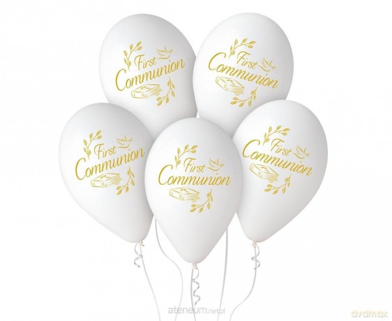 Balony pastel premium hel Komunia 32 cm 5szt