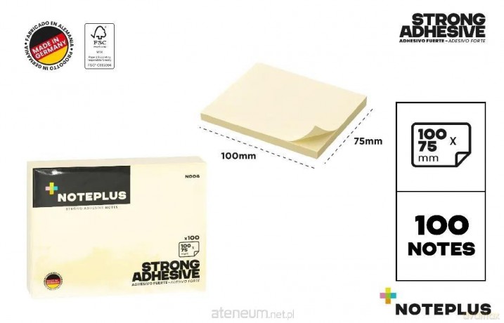 Karteczki samoprzylepne 100x75mm 100K żółte