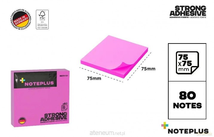 Karteczki samoprzylepne 75x75mm 80K różowe