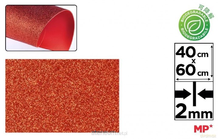 Pianka EVA dekoracyjna brokat 40x60 cm czerwona