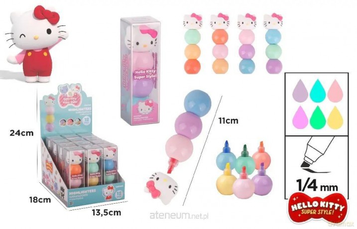 Zakreślacz w kulce Hello Kitty 3 kolory MIX