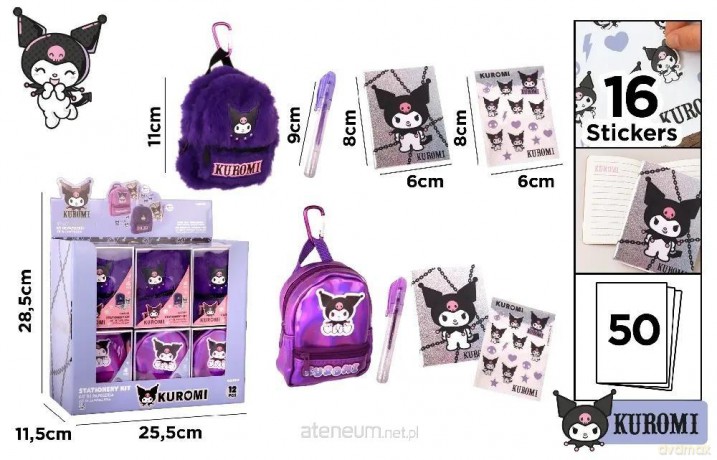 Zestaw do pisania w etui miniplecak Kuromi MIX
