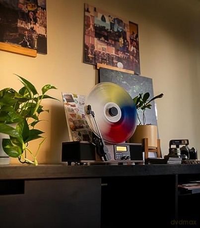 Fuse: WRAP Vertical Record Player With Bluetooth IN/OUT. FM Radio. And Built-In Album Cover Holder