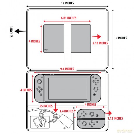 Enhance USA Gear S14 Console Gaming Nintendo Switch Case Red