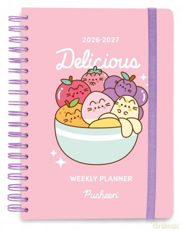 Pusheen Owoce Szkolny planer tygodniowy 2026/2027 A5