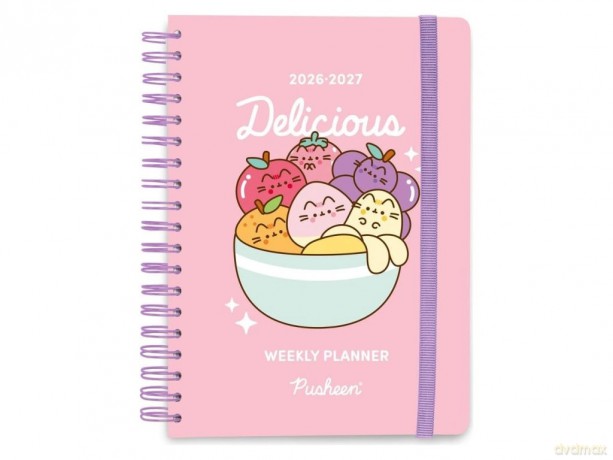 Pusheen Owoce Szkolny planer tygodniowy 2026/2027 A5
