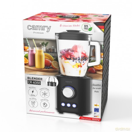 Blender kielichowy - tytanowe ostrza - szklany dzbanek 1,5l Camry CR 4088