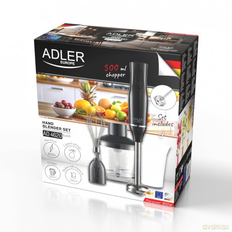 Blender ręczny-|Zestaw | Pojemnik 500ml | Pojemnik z miarką: 700ml Adler AD 4620 black