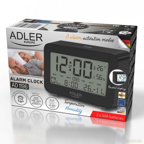 Budzik na baterie Adler AD 1196 black
