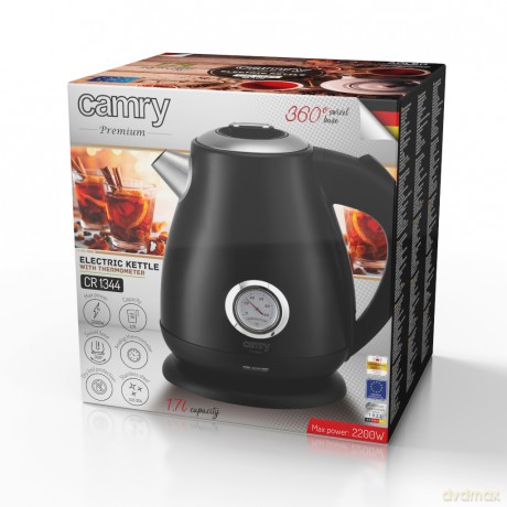 Czajnik metalowy z termometrem 1,7L Camry CR 1344 black