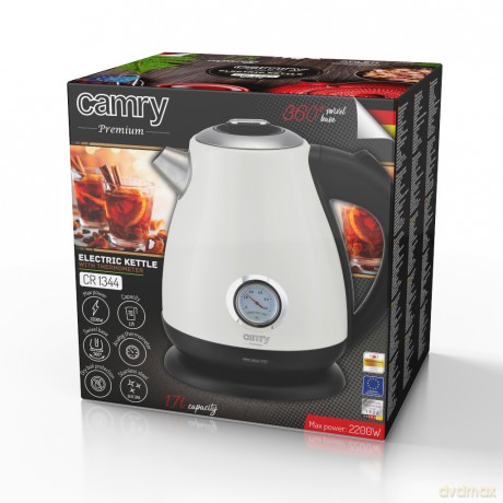 Czajnik metalowy z termometrem 1,7L Camry CR 1344 white