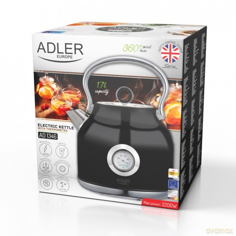 Czajnik metalowy z termometrem 1,7L STRIX Adler AD 1346 black