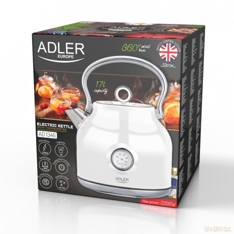 Czajnik metalowy z termometrem 1,7L STRIX Adler AD 1346 white
