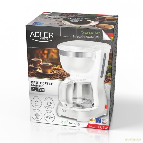 Ekspres przelewowy 0,6l Adler AD 4381 white