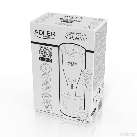 Ekspres przenośny do kawy | Bateriia 7500mAh | Ciśnienie 20 BAR | Zasilanie USB Adler AD 4400