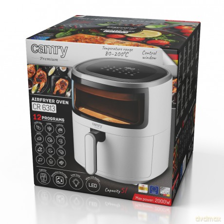 Frytkownica beztłuszczowa - 12 programów 5,0 L - Airfryer Camry CR 6313