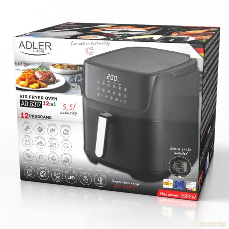 Frytkownica beztłuszczowa - 12 programów 5,5 L - Air Fryer Adler AD 6317