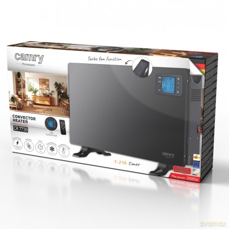 Grzejnik konwektorowy LCD z pilotem Camry CR 7739 black