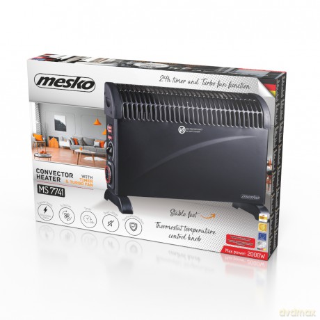 Grzejnik konwektorowy z timerem i Turbo nawiewem Mesko MS 7741 black