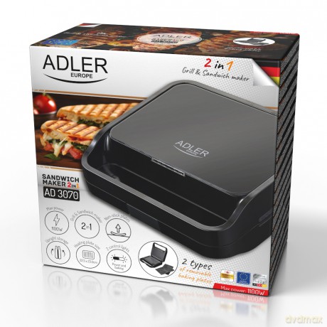 Opiekacz do kanapek 2 w 1 Adler AD 3070 black