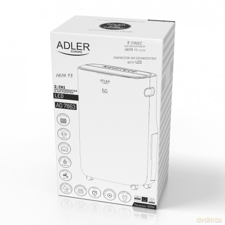 Osuszacz i oczyszczacz powietrza 2 w 1 LED (kompresor) Adler AD 7863