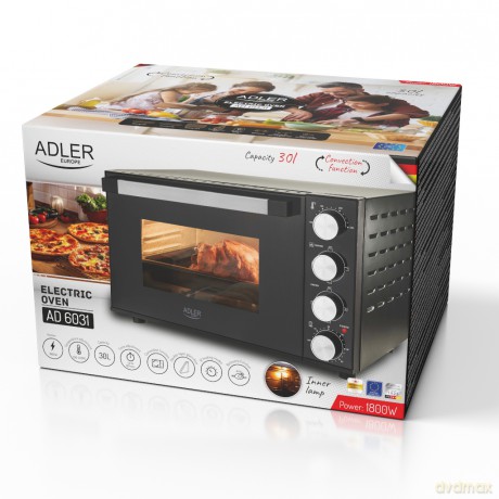 Piekarnik elektryczny 30L | Ruszt do pieczenia | Rożen Adler AD 6031