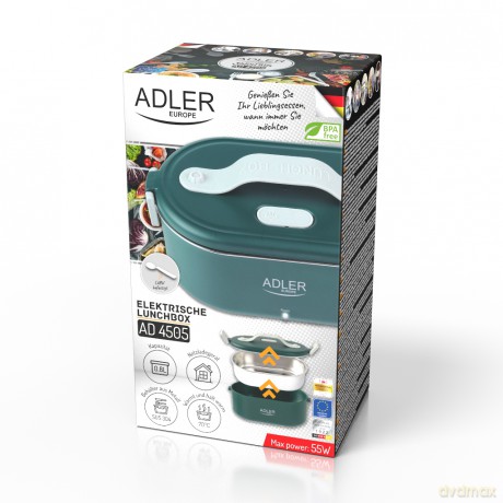 Pojemnik na żywność - podgrzewany - metalowy pojemnik Adler AD 4505 green