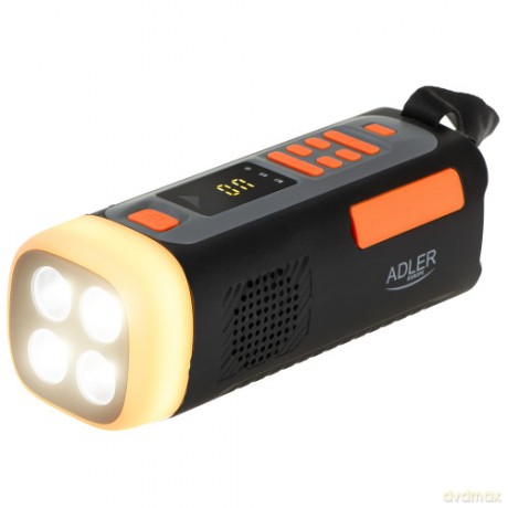 Radio Awaryjne z Panelem Słonecznym, Korbką i Powerbankiem | Bluetooth 5.0 | Latarka LED 4W | 4500 mAh Adler AD 1920