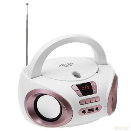 Radio Boombox CD-MP3 | USB | FM Radio | AUX | Gniazdo słuchawkowe Adler AD 1181 white copper
