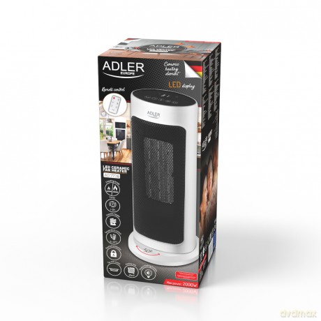 Termowentylator ceramiczny LED z pilotem + Timer Adler AD 7738