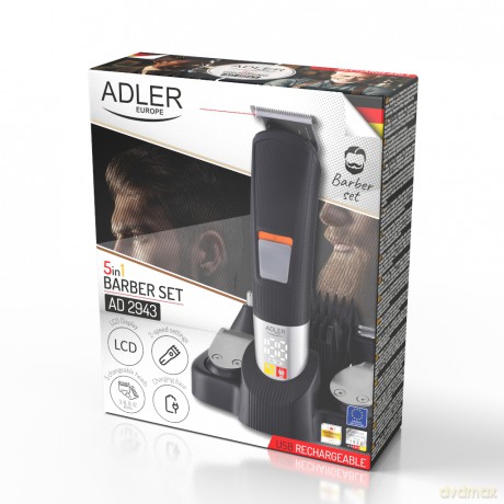 Trymer - Zestaw do Pielęgnacji 5 w 1 z Wyświetlaczem LED i podstawką ładującą Adler AD 2943