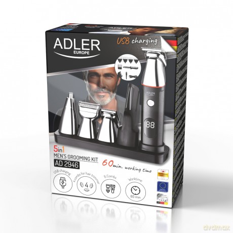 Trymer - Zestaw do Pielęgnacji dla Mężczyzn 5 w 1 z Wyświetlaczem LCD Adler AD 2946
