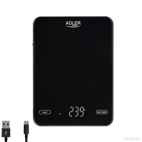 Waga kuchenna 10kg ładowana przez USB Adler AD 3177 black